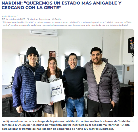 NOTICIAS MALVINAS ARGENTINAS: NARDINI : "QUEREMOS UN ESTADO MAS AMIGABLE Y CERCANO CON LA GENTE"